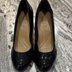 Clarks Black Patent Leather Heels
